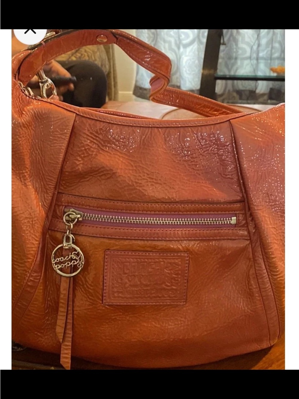 Coach Burnt Orange Leather Shoulder Bag with Gold Hardware